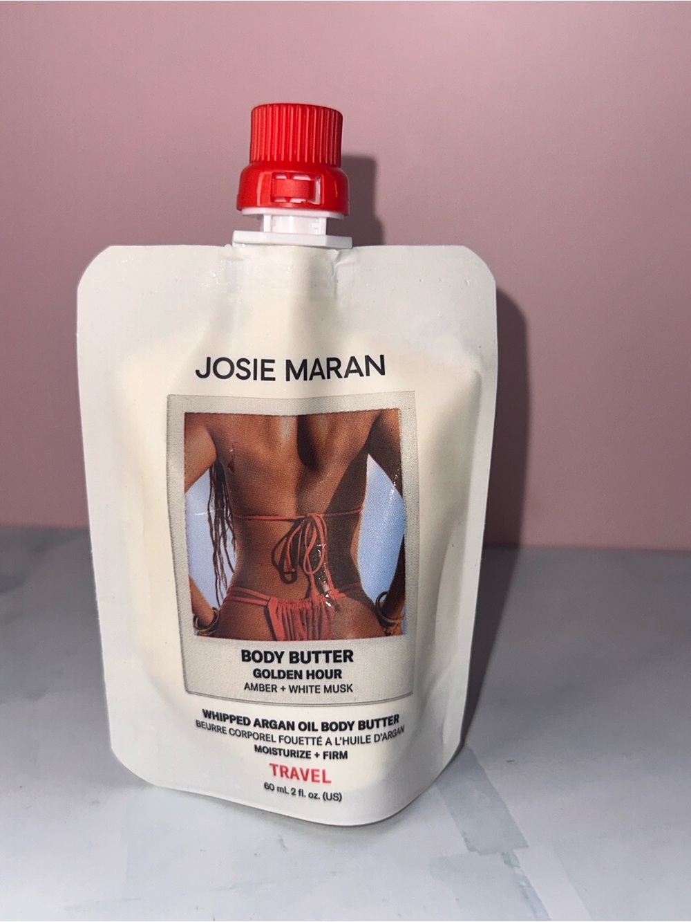JOSIE MARAN White Body Butter Pouch with Red Cap